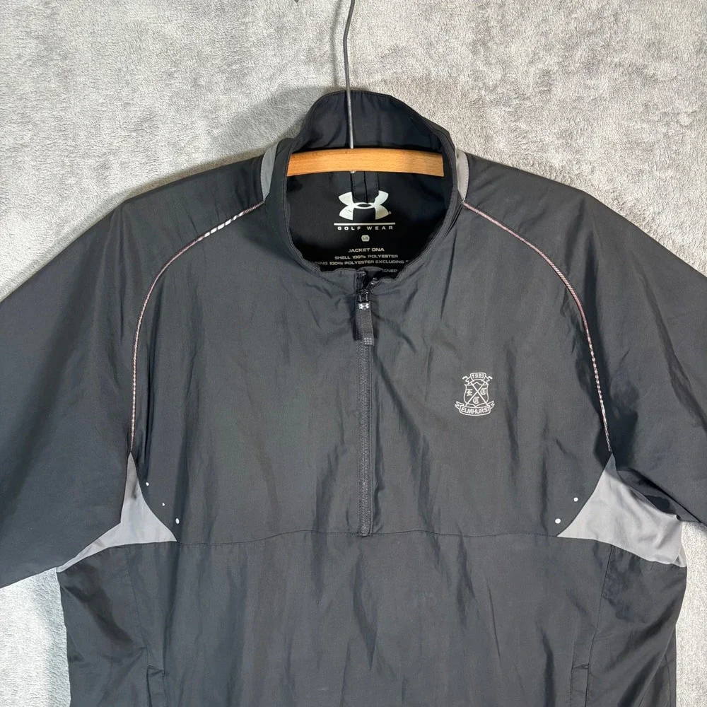 Under Armour Golf Jacket DNA Mens Large Black Short Sleeve 1/4 Zip Windshirt